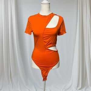 Orange Cutout Bodysuit